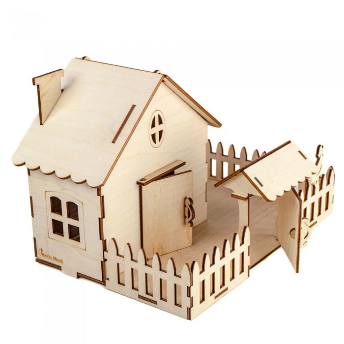 Toy farm with animals, wooden 3D set