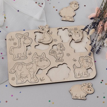 Animals, wooden puzzle