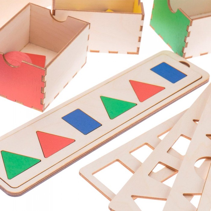 Shape and color sorting drop drawer box set, Montessori ‘Magic Drawer’