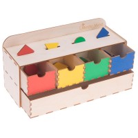 Shape and color sorting drop drawer box set, Montessori ‘Magic Drawer’